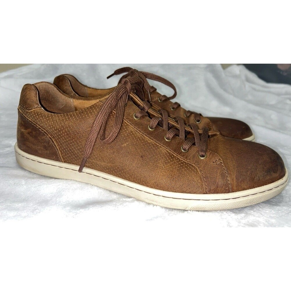 Born Men's Casual Shoes‎ Oxford Sneaker, Size 11, White/Brown Nubuck Leather